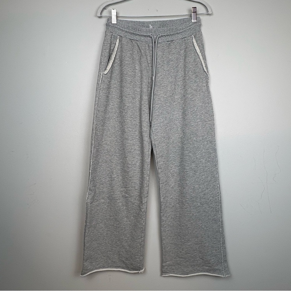 New Frame Denim Short Sleeve Hoodie and Wide Leg Sweatpants Set XS/S Sweatshirt - Picture 7 of 12